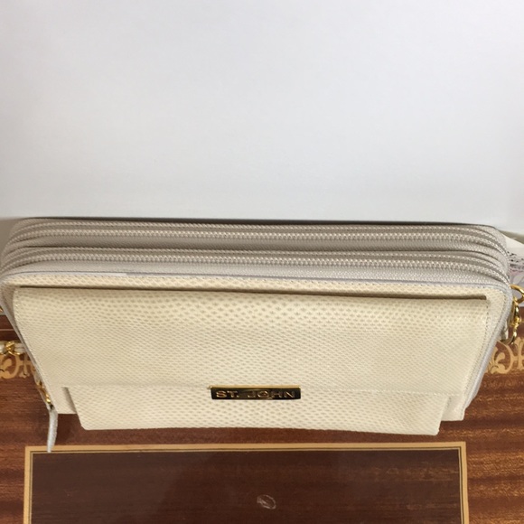 NWT St. John Cream wallet bag on Gold Chain Reptile $395 - Picture 5 of 16